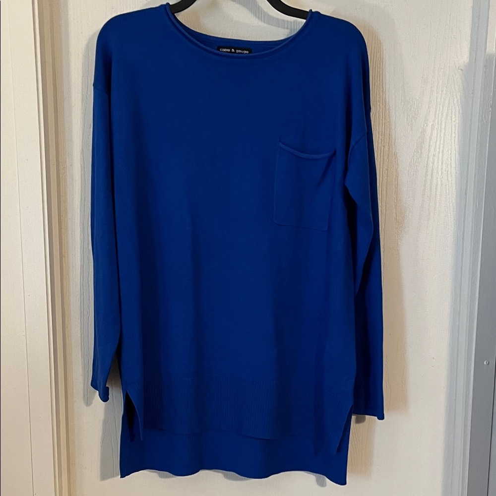 Cable & Gage Royal Blue Long Sleeve Tunic Sweater Top Large